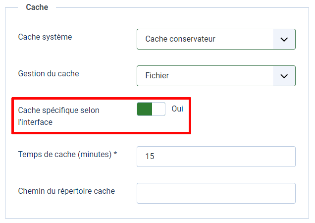 Cache spécifique selon l'interface  Joomla 4 