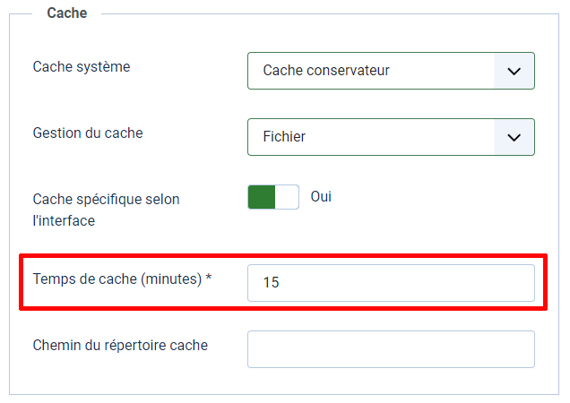 temps de cache de joomla 4 