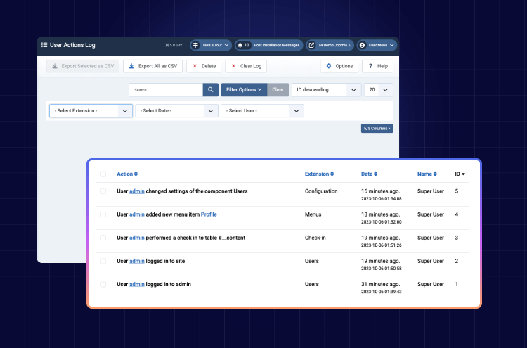logs des actions utilisateurs
