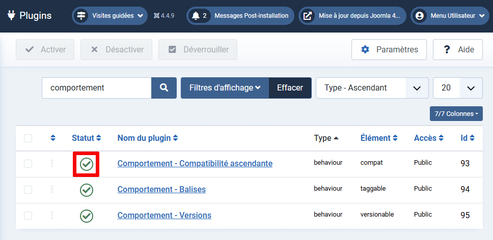 Joomla  plugin de comptabilité ascendante