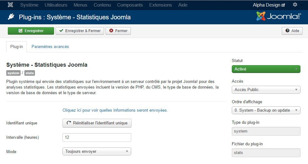 Système Statistiques Joomla