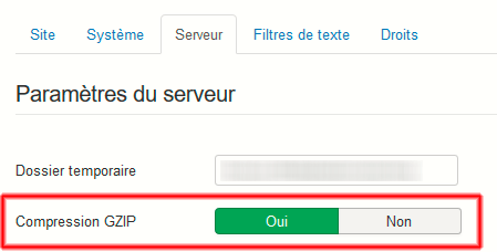 configuration parametrage gzip