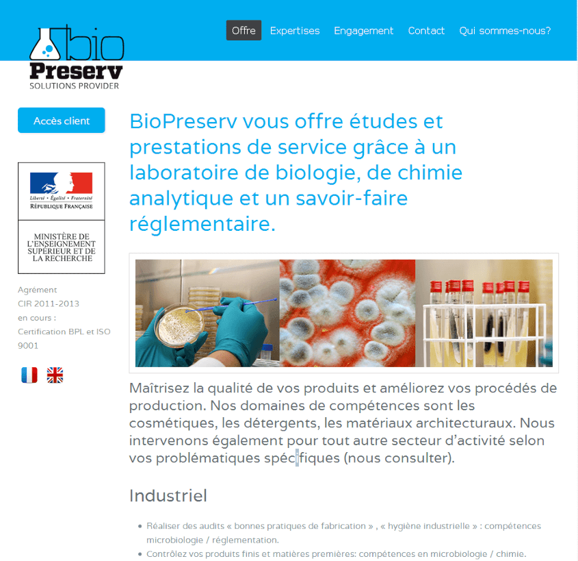 BioPreserv : création du Template Joomla 3 responsif