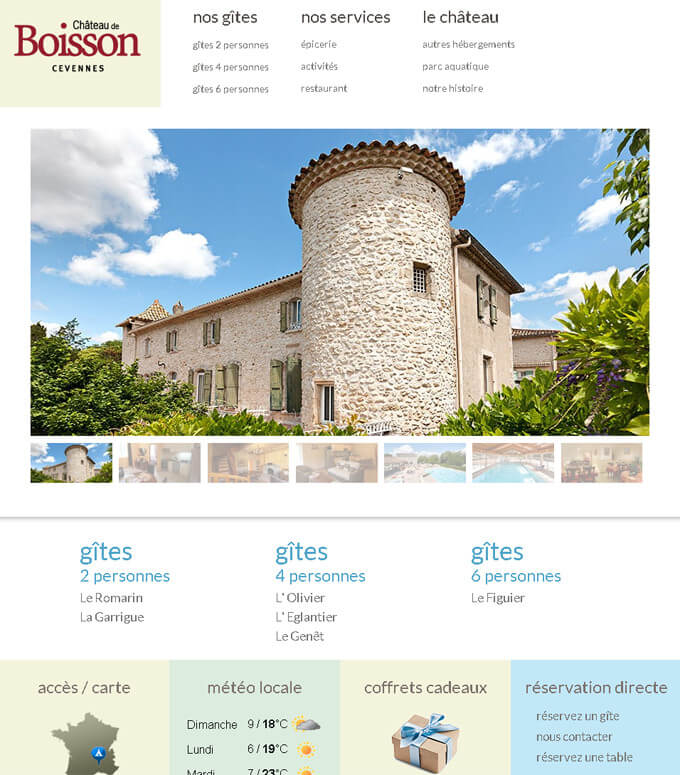 Template Joomla responsif : Gîtes au Château de boisson