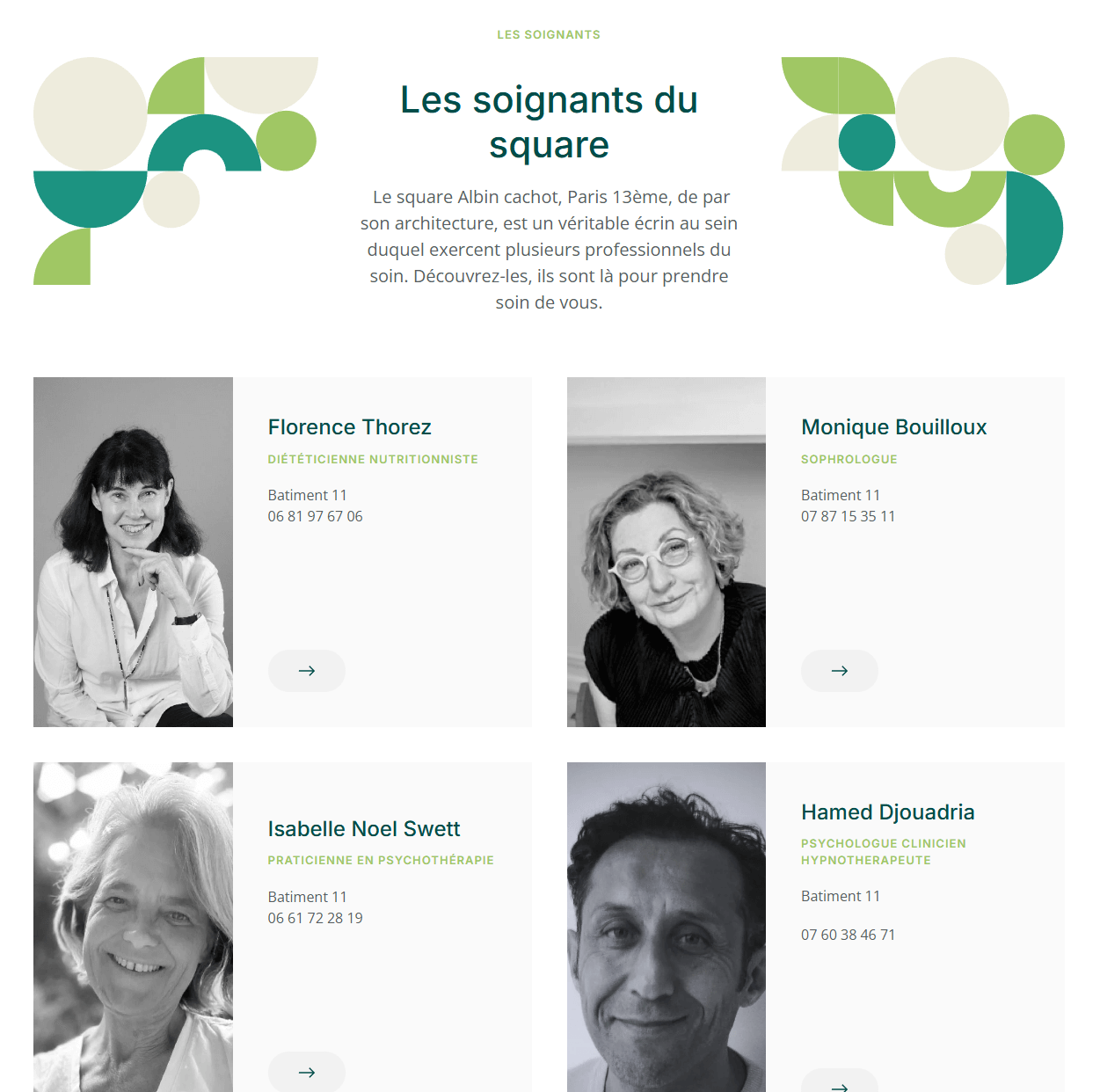 les soignants du square original - création du site