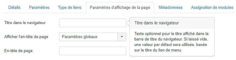 title dans le menu joomla